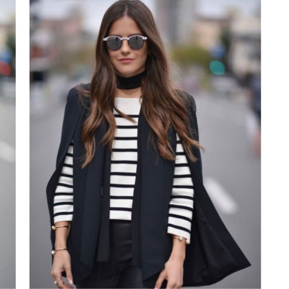 Who What Wear Black Cape Blazer Sleeveless Open Front